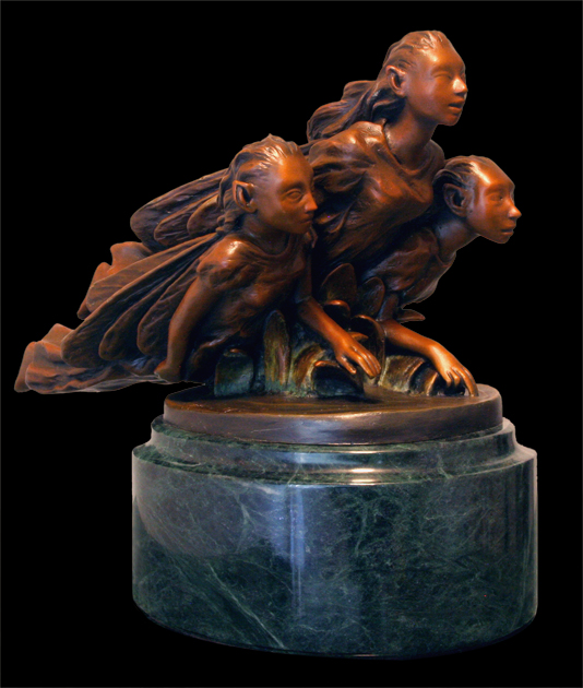 Water Skimmers Sculpture "Fine Art Bronze Fantasy Sculpture"