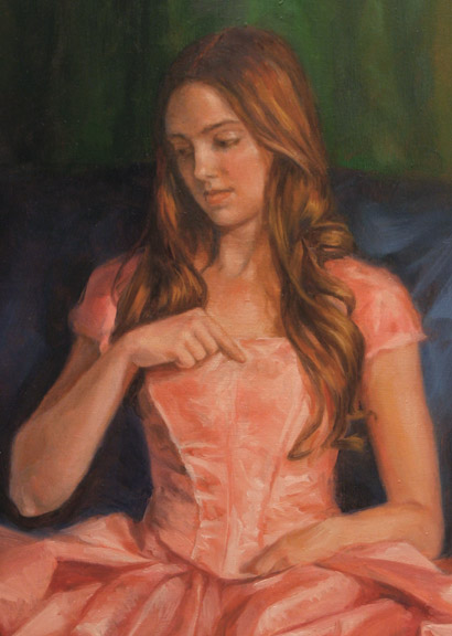 Rose Dress Painting Detail Figurative Oil Painting