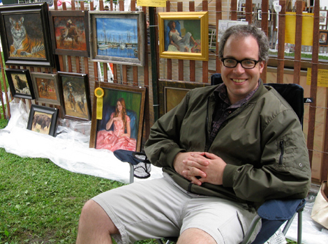 Art Show (Artist with Paintings) Painter Artist Exhibit Smiling