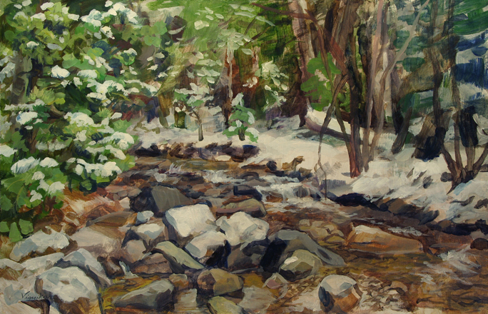 December's Song Painting "Snowy Winter Outdoor Landscape Art"
