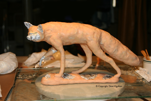 fox, sculpture, armature, aluminum, fantasy art, animal, wildlife art