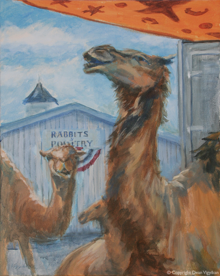 Camels, Animal, Painting, Erie County Fair, Plein Air, Humor, Dromedary