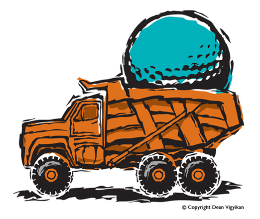 children, truck, golf, ball, giant, fun