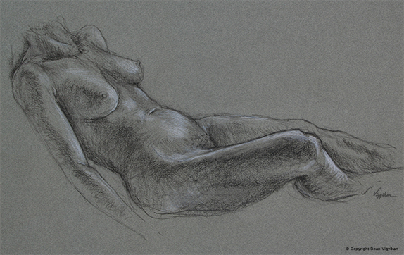 female, torso, nude, reclining, drawing