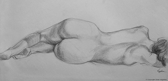 female, torso, nude, reclining, drawing